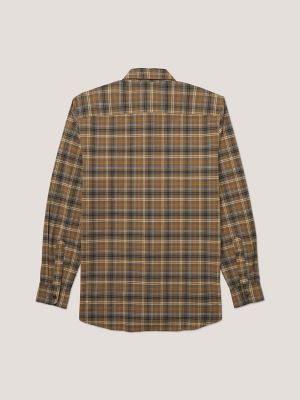 Regular Fit Check Stretch Shirt, Army Green