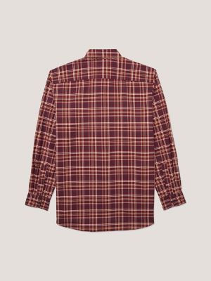 Regular Fit Check Stretch Shirt, Deep Rouge