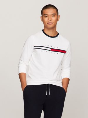 Long-Sleeve Flag Stripe Logo T-Shirt | Tommy Hilfiger USA