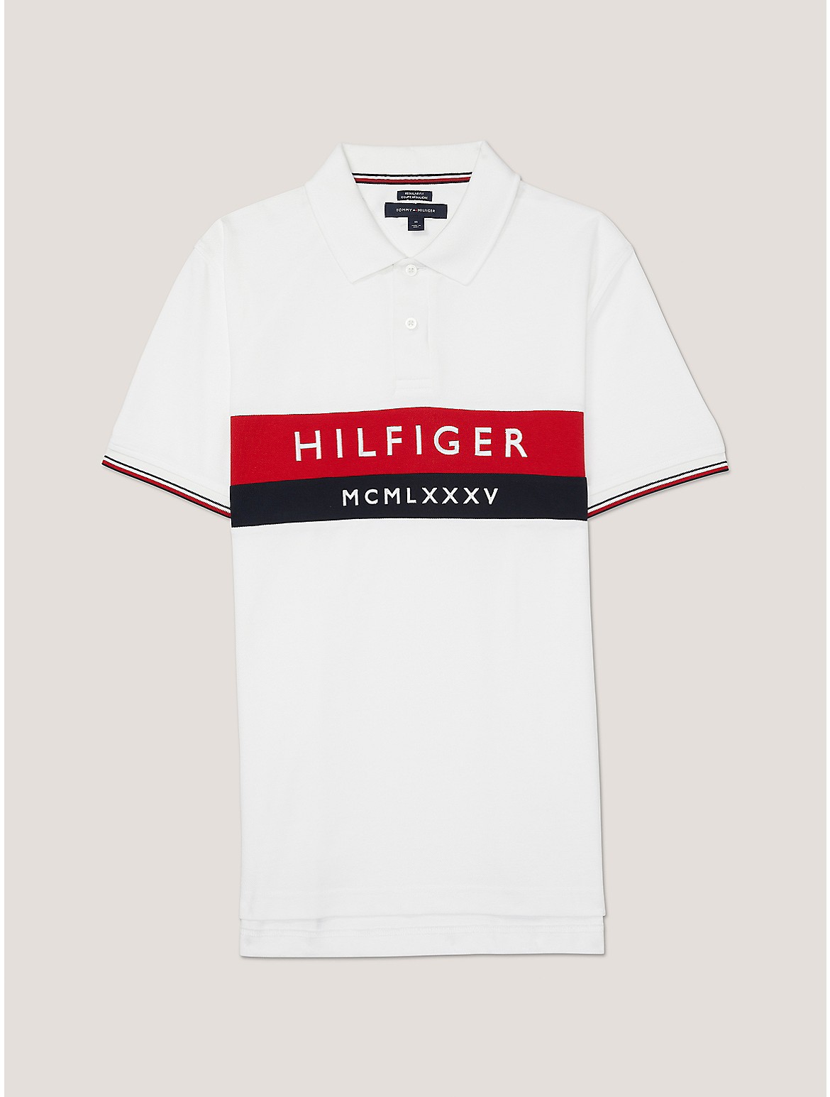 Tommy Hilfiger Regular Fit Colorblock Polo In Fresh White