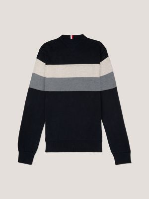 Colorblock Crewneck Sweater, Black