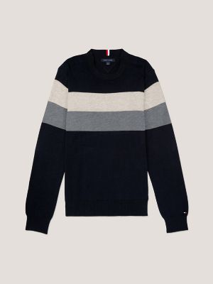 Colorblock Crewneck Sweater, Black