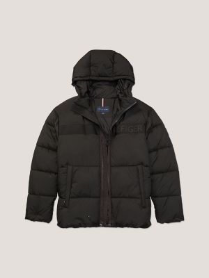 Tommy Hilfiger Men's Classic Hooded Puffer Jacket, Charcoal, Small