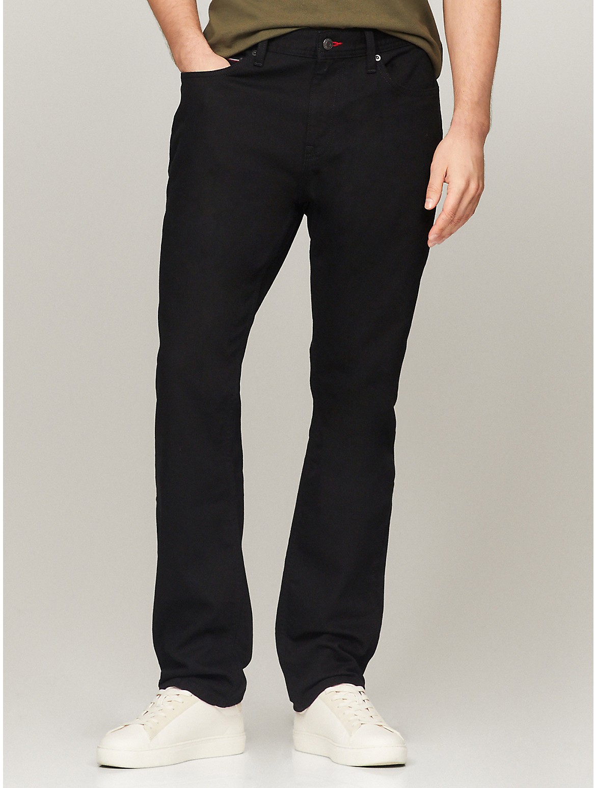 Shop Tommy Hilfiger Straight Fit Black Jean In Black Rinse
