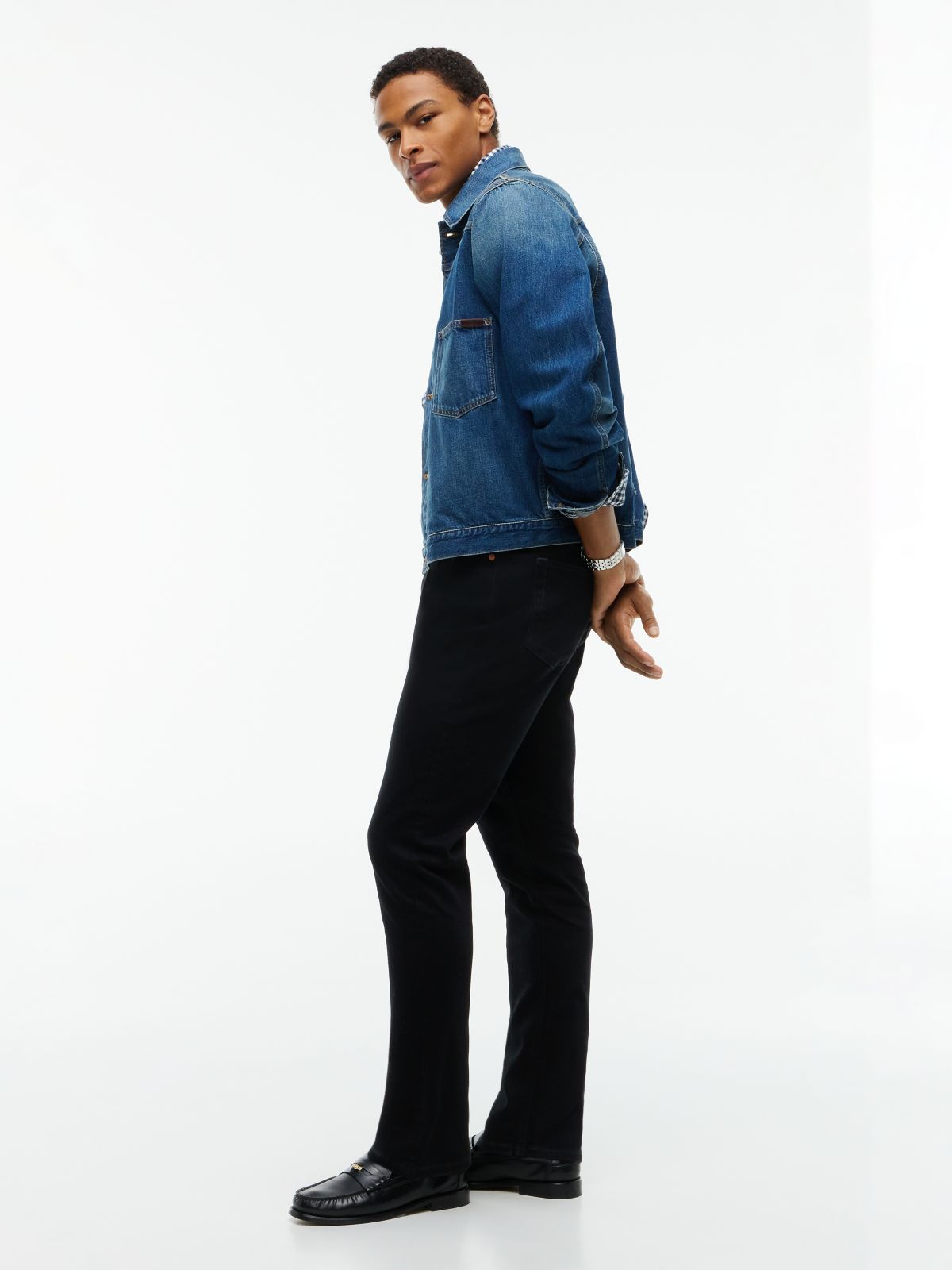 Stretch Straight Jean — Black Denim