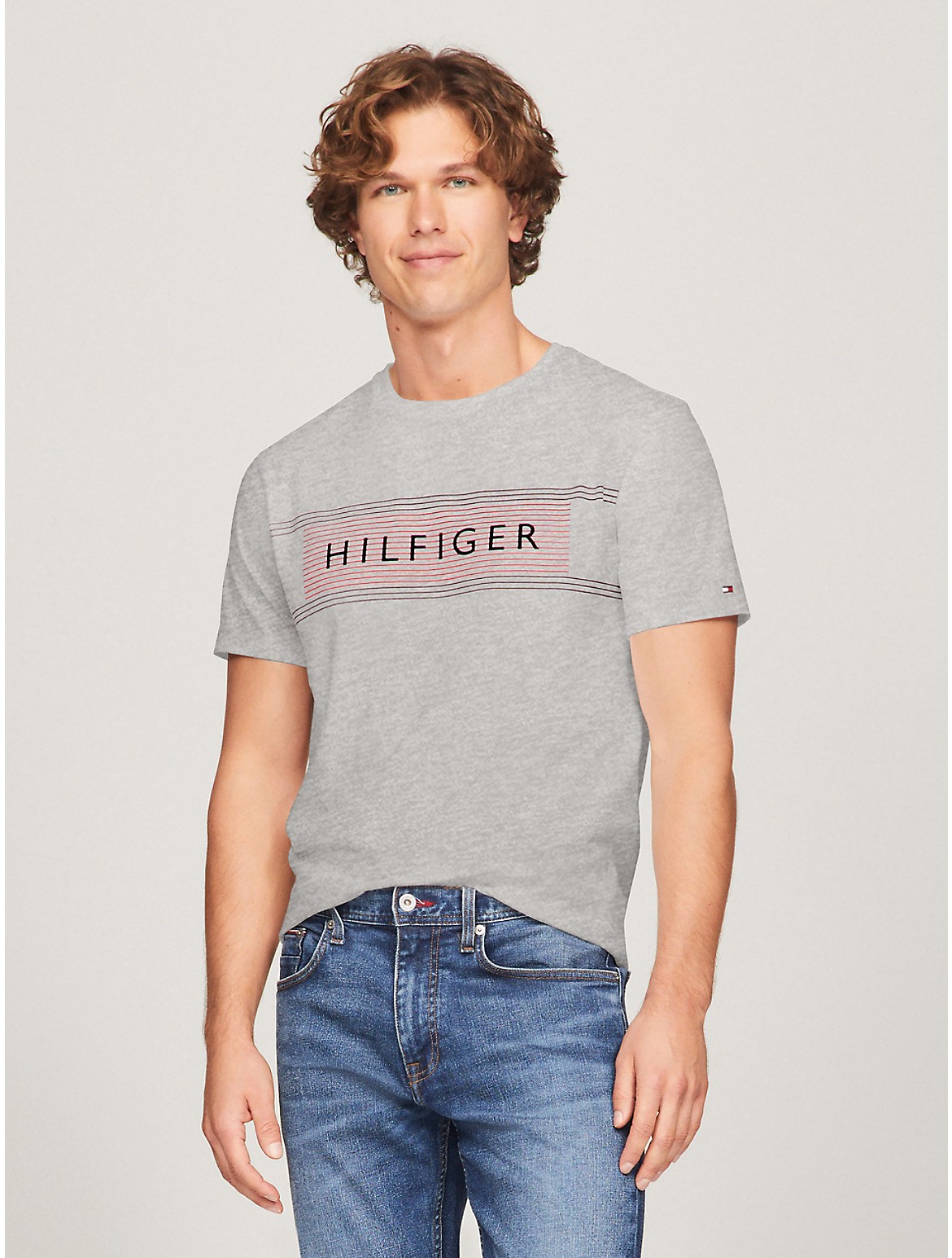 Tommy Hilfiger Men's Hilfiger Stripe Flag Logo T-Shirt