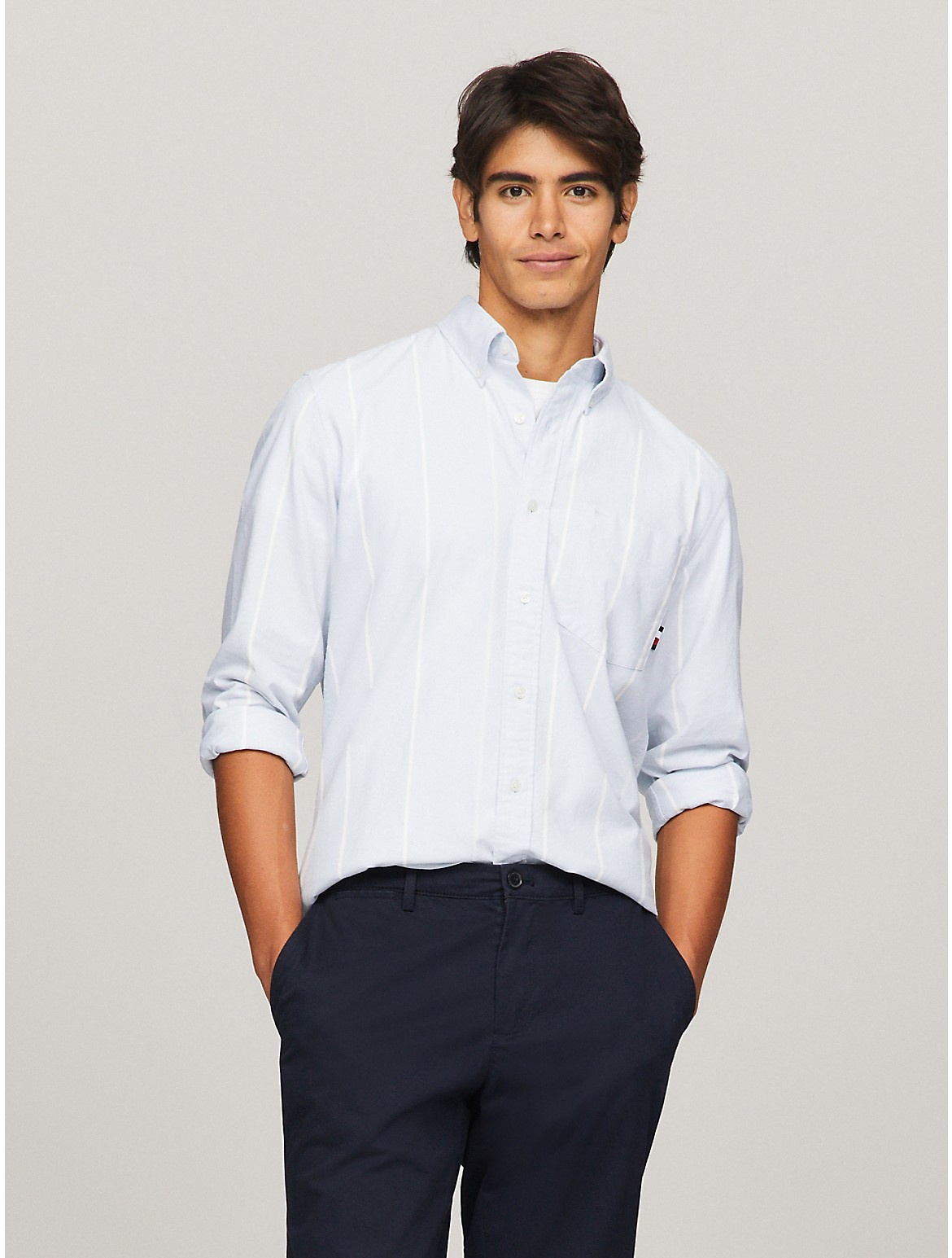 Tommy Hilfiger Men's Regular Fit Stripe Oxford Shirt