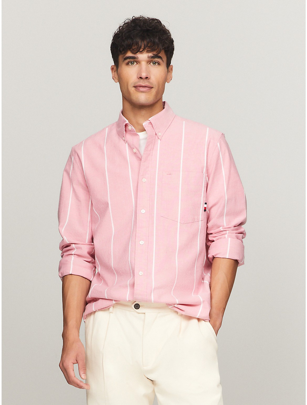 Tommy Hilfiger Men's Regular Fit Stripe Oxford Shirt