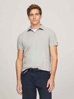 Under Collar Logo Regular Fit Polo, Light Grey Heather