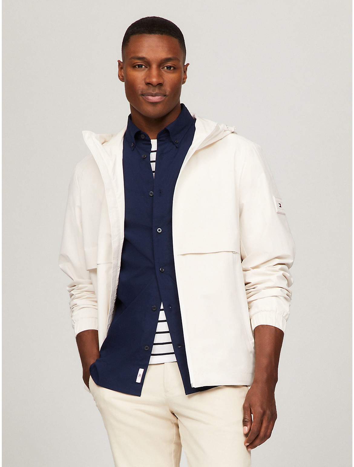 Tommy Hilfiger Thprotect Water Resistant Windbreaker In Weathered White