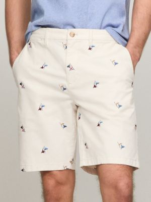 Allover Flag Print 9" Short, Feather White