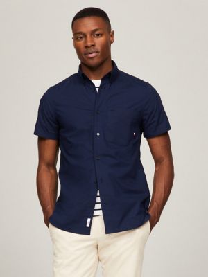 Tommy hilfiger men's short cheap sleeve button front shirt