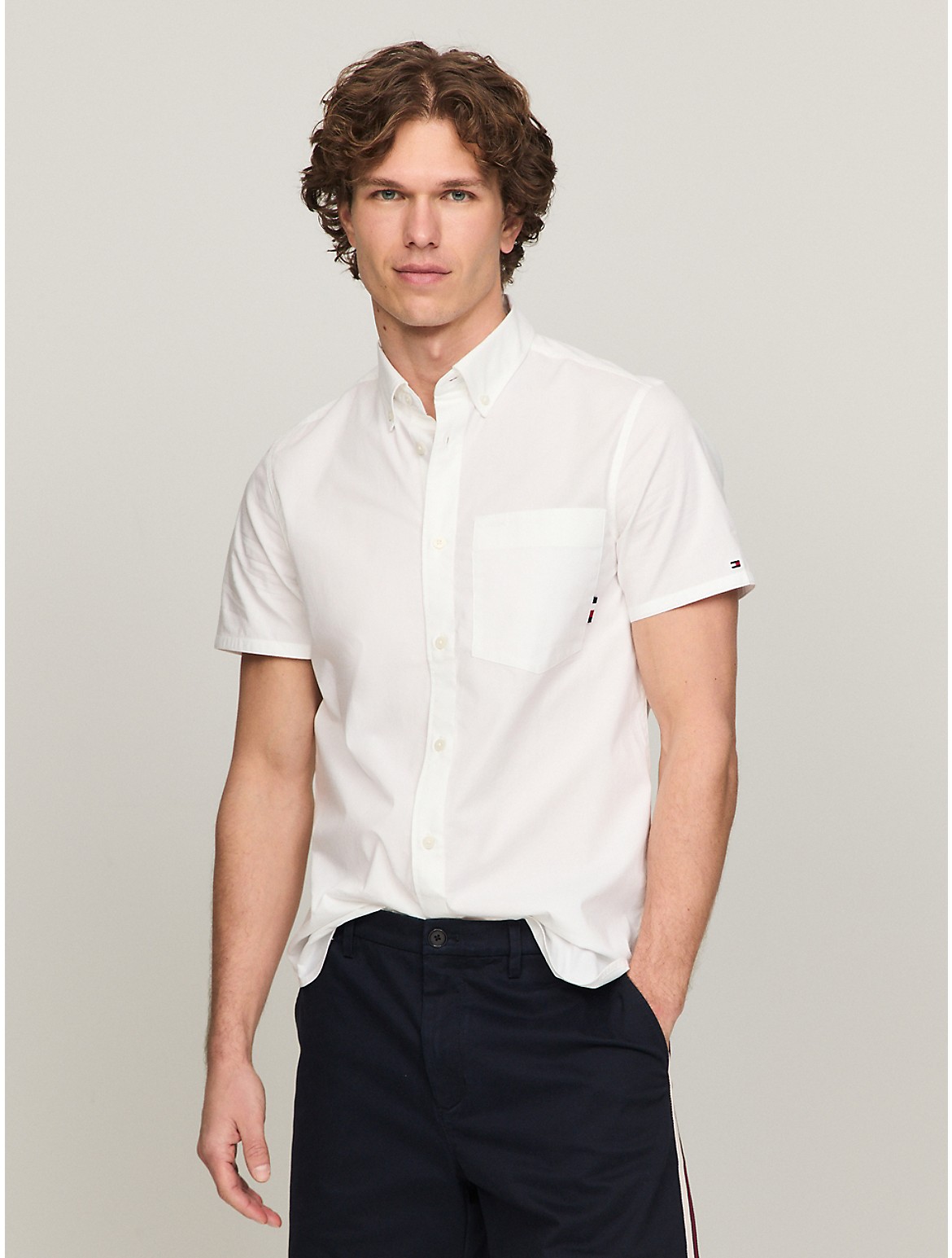Tommy Hilfiger Men's Slim Fit Short-Sleeve Poplin Shirt