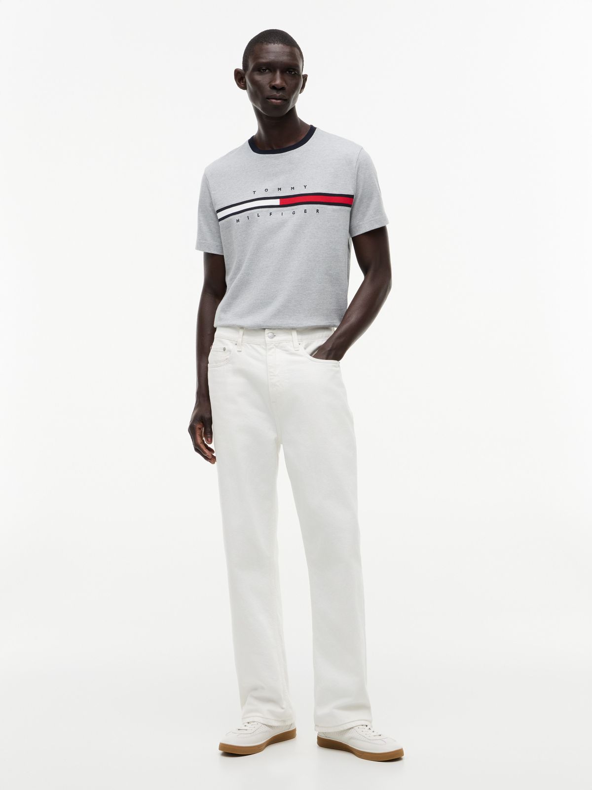 Embroidered Flag Logo T-Shirt — Grey Heather