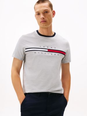 Embroidered Flag Logo T-Shirt, Grey Heather