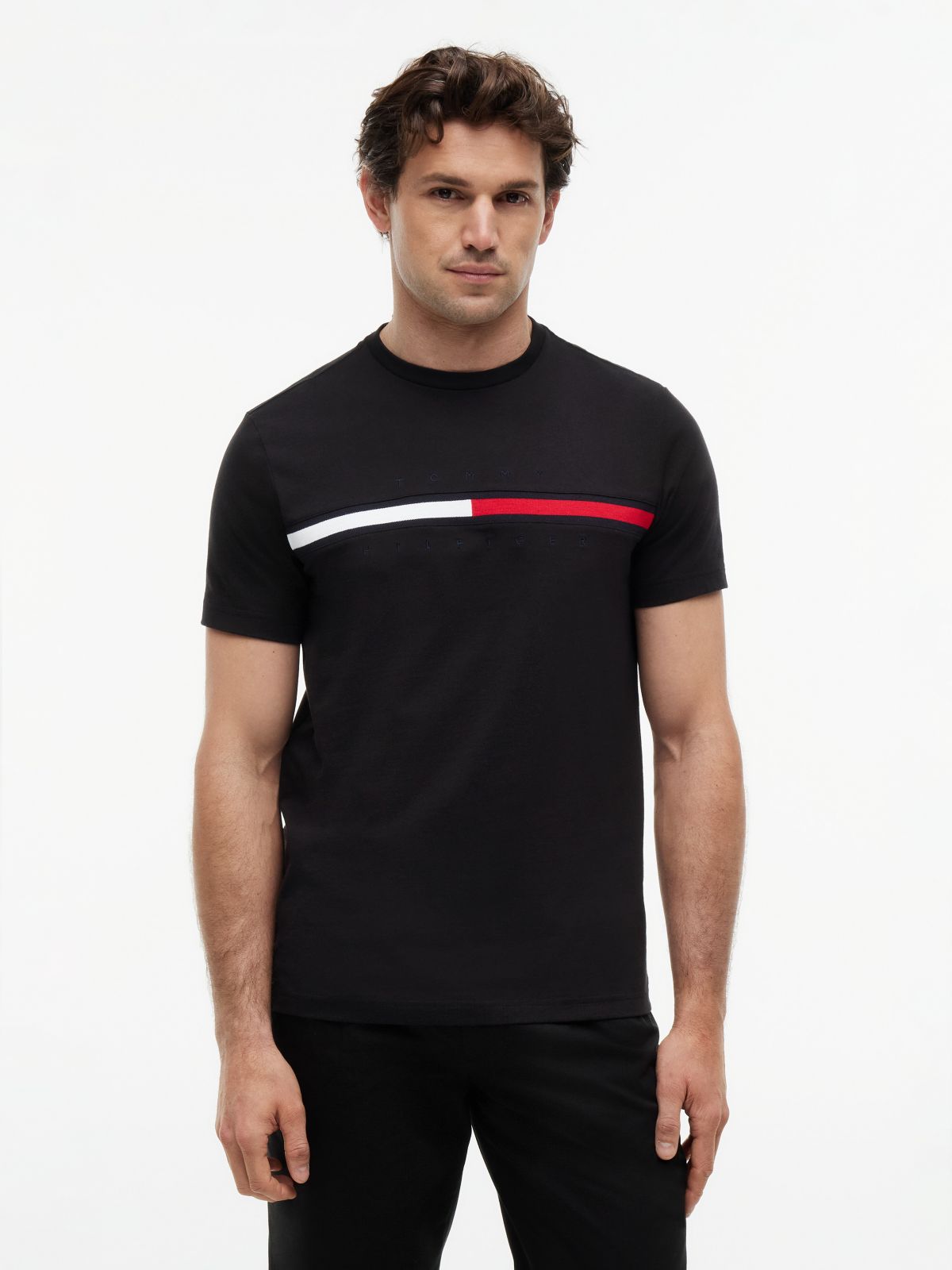 Embroidered Flag Logo T-Shirt — Black