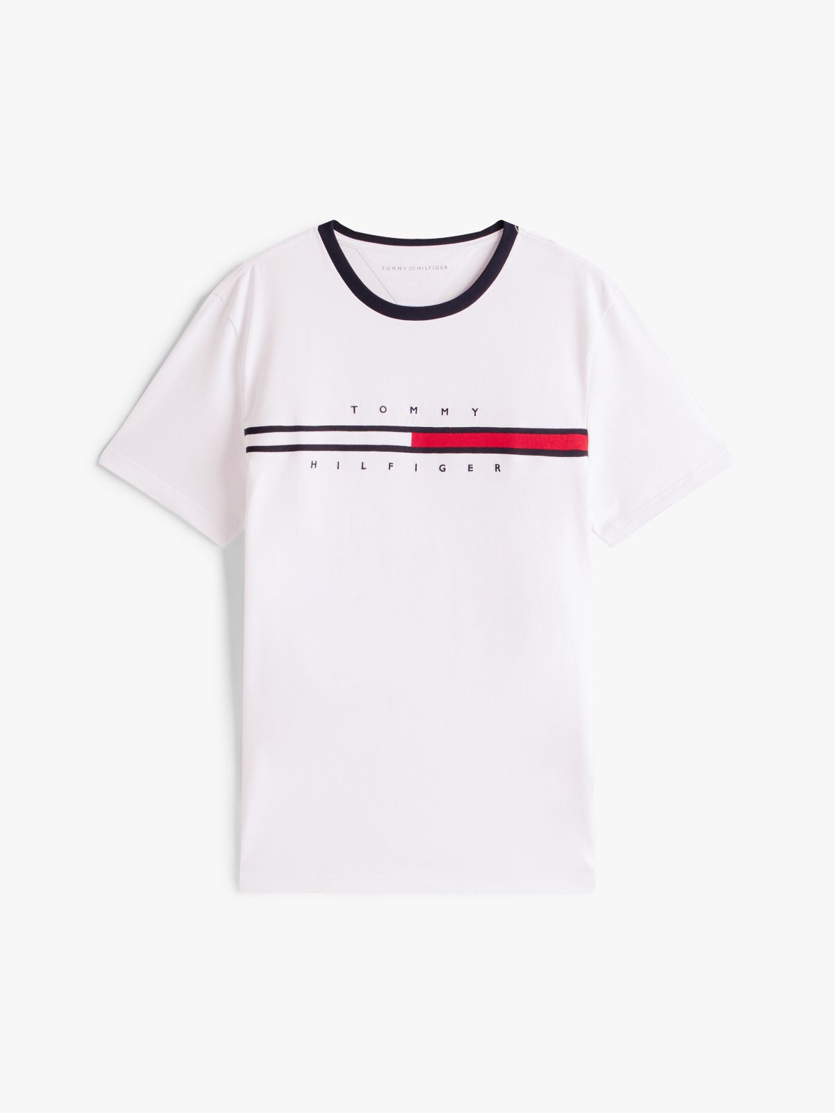 Embroidered Flag Logo T-Shirt — Optic White