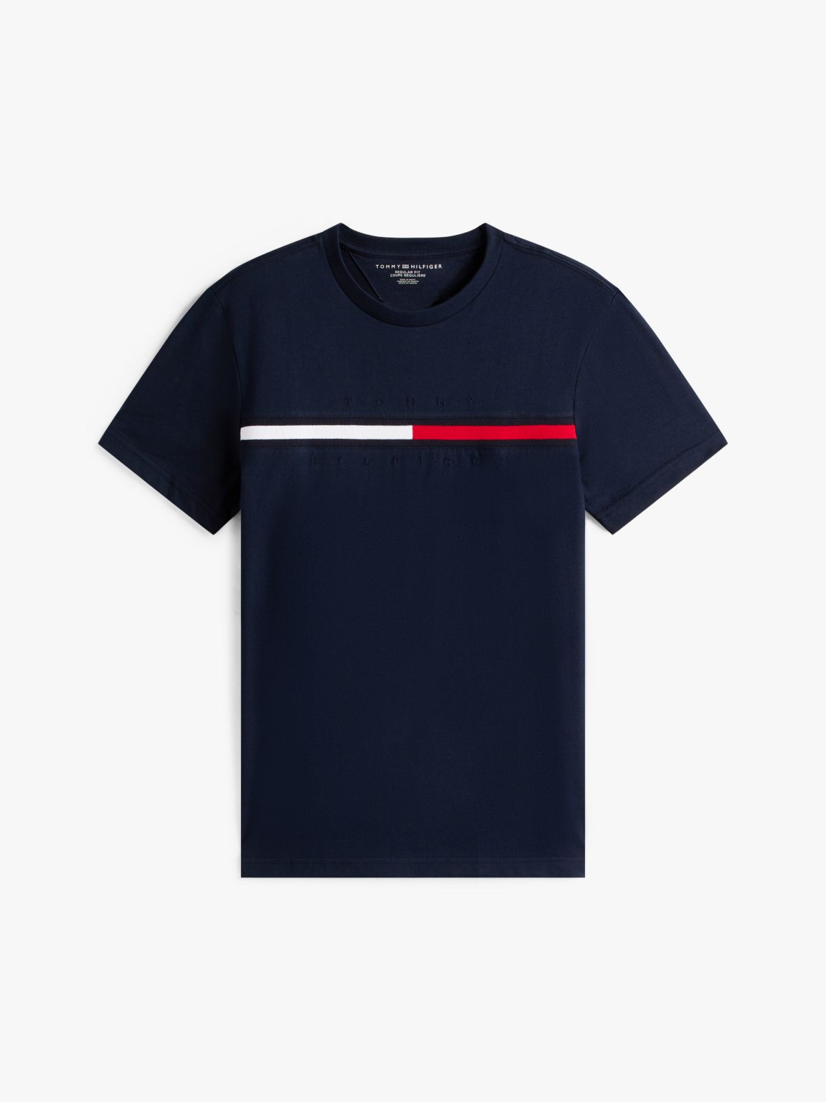 Embroidered Flag Logo T-Shirt — Navy Blue