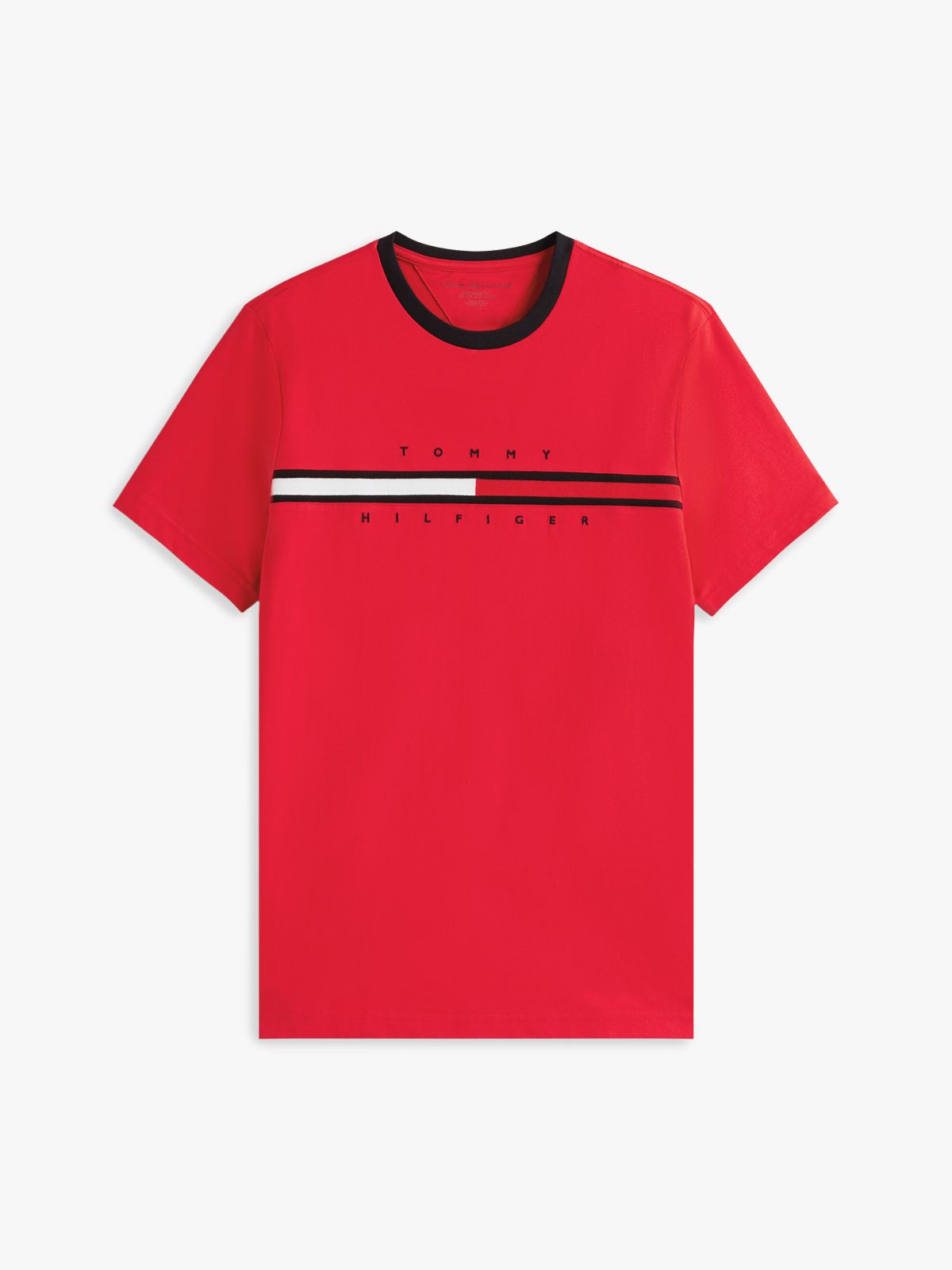 Embroidered Flag Logo T-Shirt — Primary Red