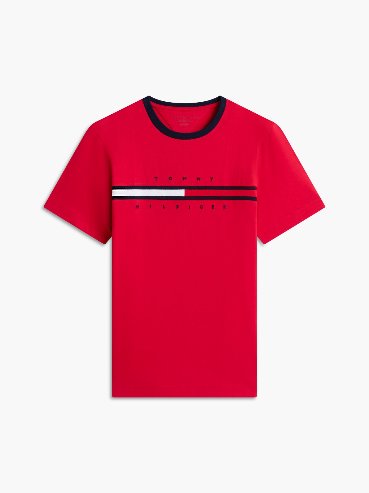 Embroidered Flag Logo T-Shirt — Primary Red