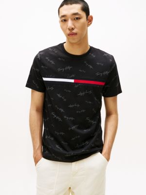 Signature Flag Stripe Logo T-Shirt, Black