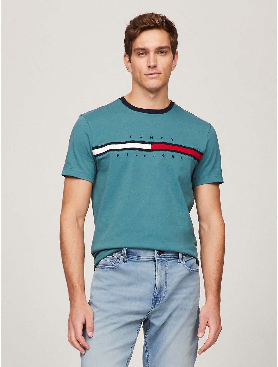 Tommy Hilfiger Men's Flag Logo Ringer T-Shirt