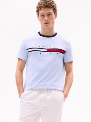 Embroidered Flag Logo T-Shirt, Breezy Blue