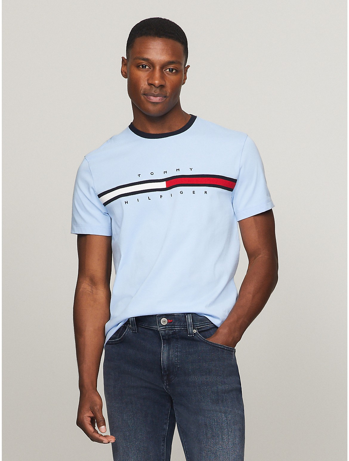Tommy Hilfiger Men's Embroidered Flag Logo T-Shirt