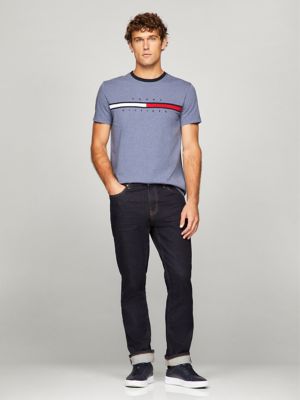 Embroidered Flag Logo T-Shirt, Blue Heather