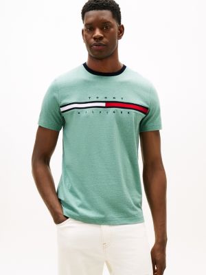 Embroidered Flag Logo T-Shirt, Blue Heather