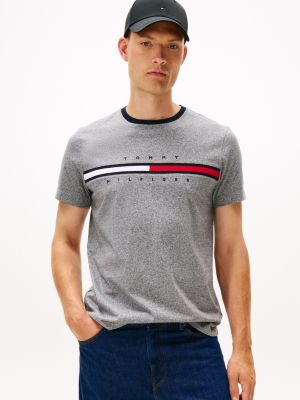 Embroidered Flag Logo T-Shirt, Grey Heather