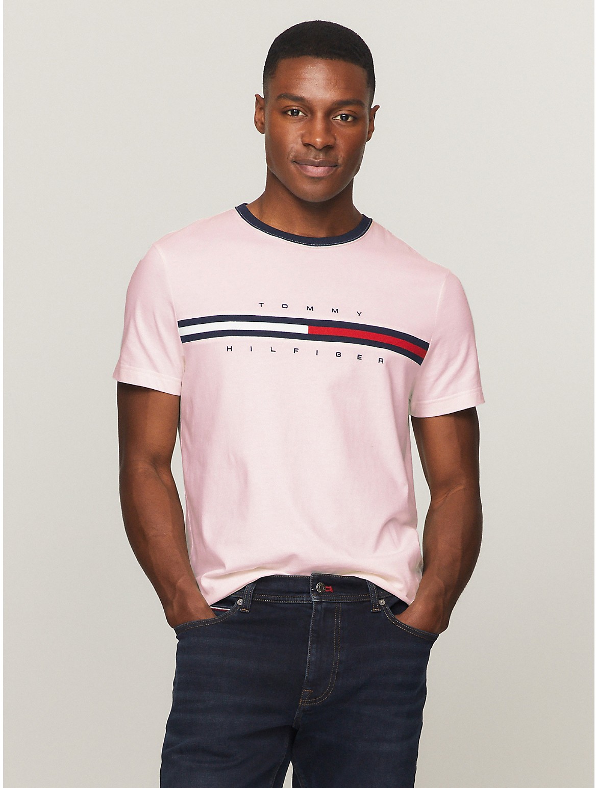 Tommy Hilfiger Men's Embroidered Flag Logo T-Shirt - Pink - XL