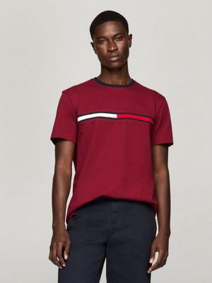 Embroidered Flag Logo T-Shirt, Rouge