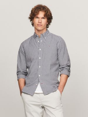Regular Fit Gingham Poplin Shirt, Navy/Optic White