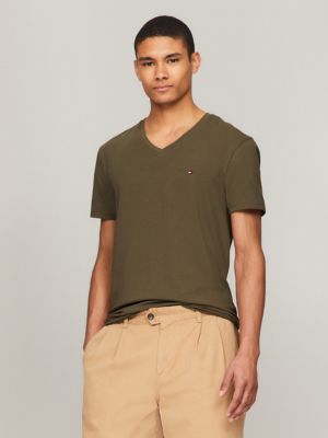 Slim Fit V-Neck T-Shirt, Army Green