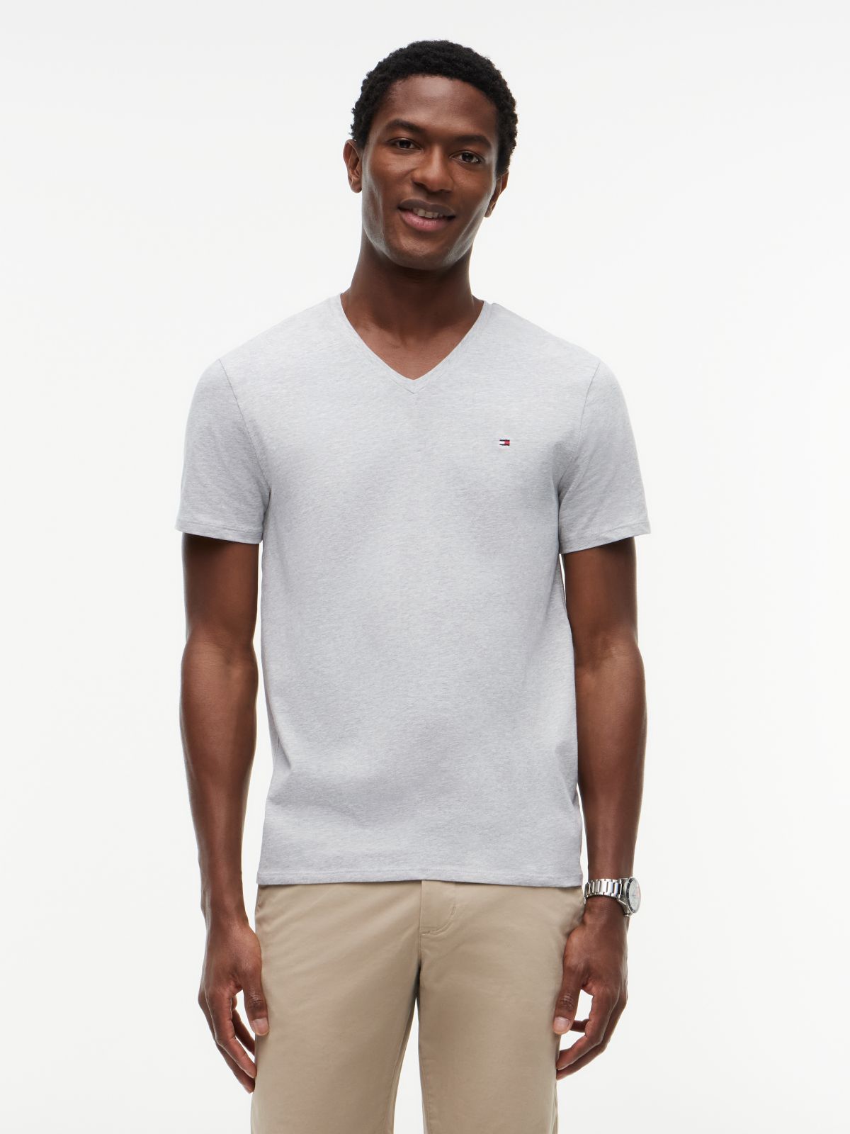 Slim Fit V-Neck T-Shirt — Grey Heather