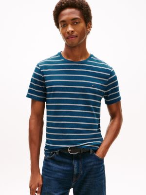 Extra Slim Stripe Stretch-Cotton T-Shirt, Blue Heather Stripe