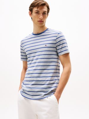 Stripe Stretch-Cotton Extra Slim T-Shirt, Blue Heather Stripe