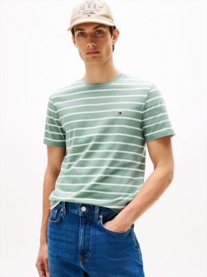 Stripe Stretch-Cotton Extra Slim T-Shirt, Green Heather Stripe