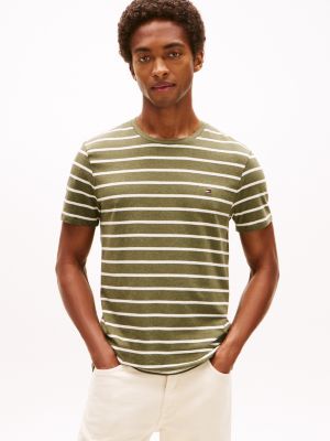Extra Slim Stripe Stretch-Cotton T-Shirt, Green Heather Stripe