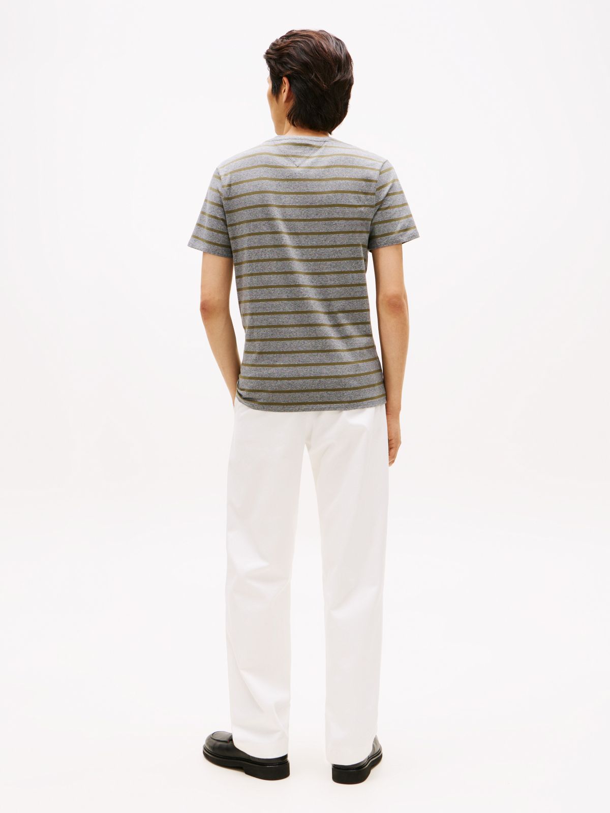 Extra Slim Stripe Stretch-Cotton T-Shirt — Grey Heather Stripe