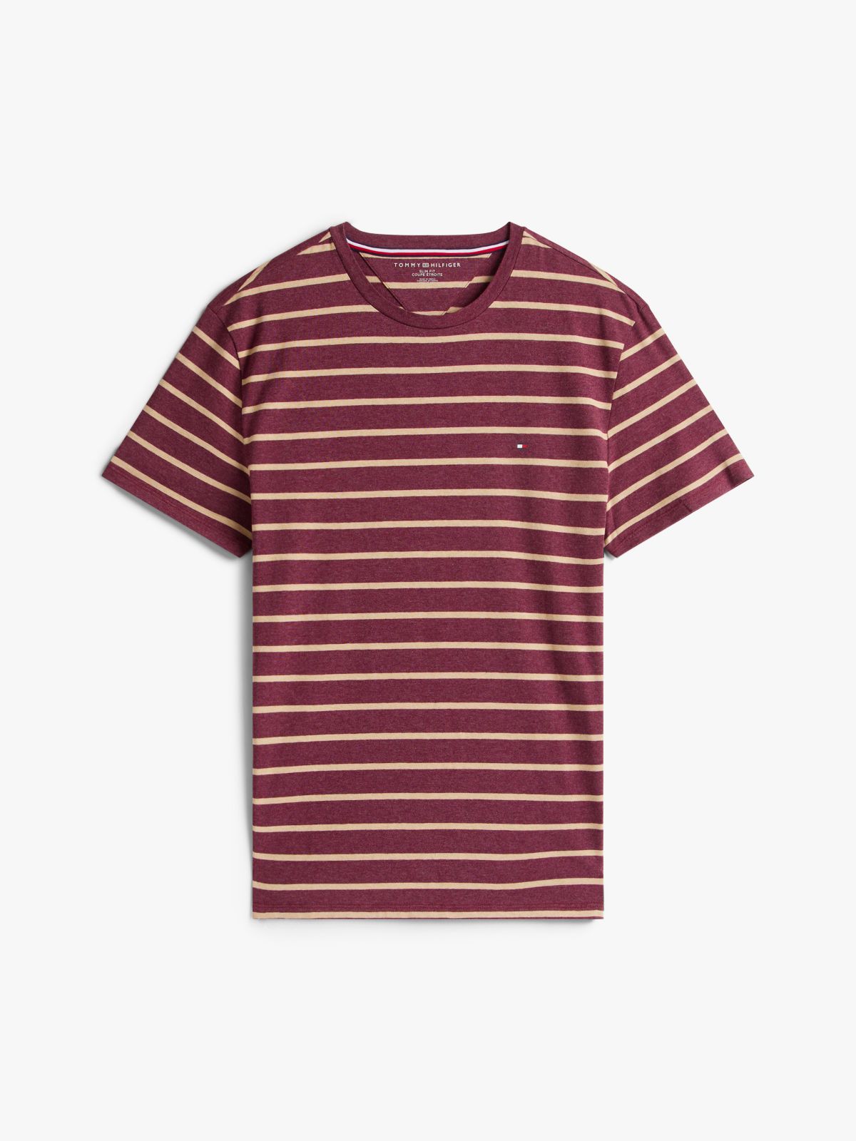 Extra Slim Stripe Stretch-Cotton T-Shirt — Burgundy Heather Stripe