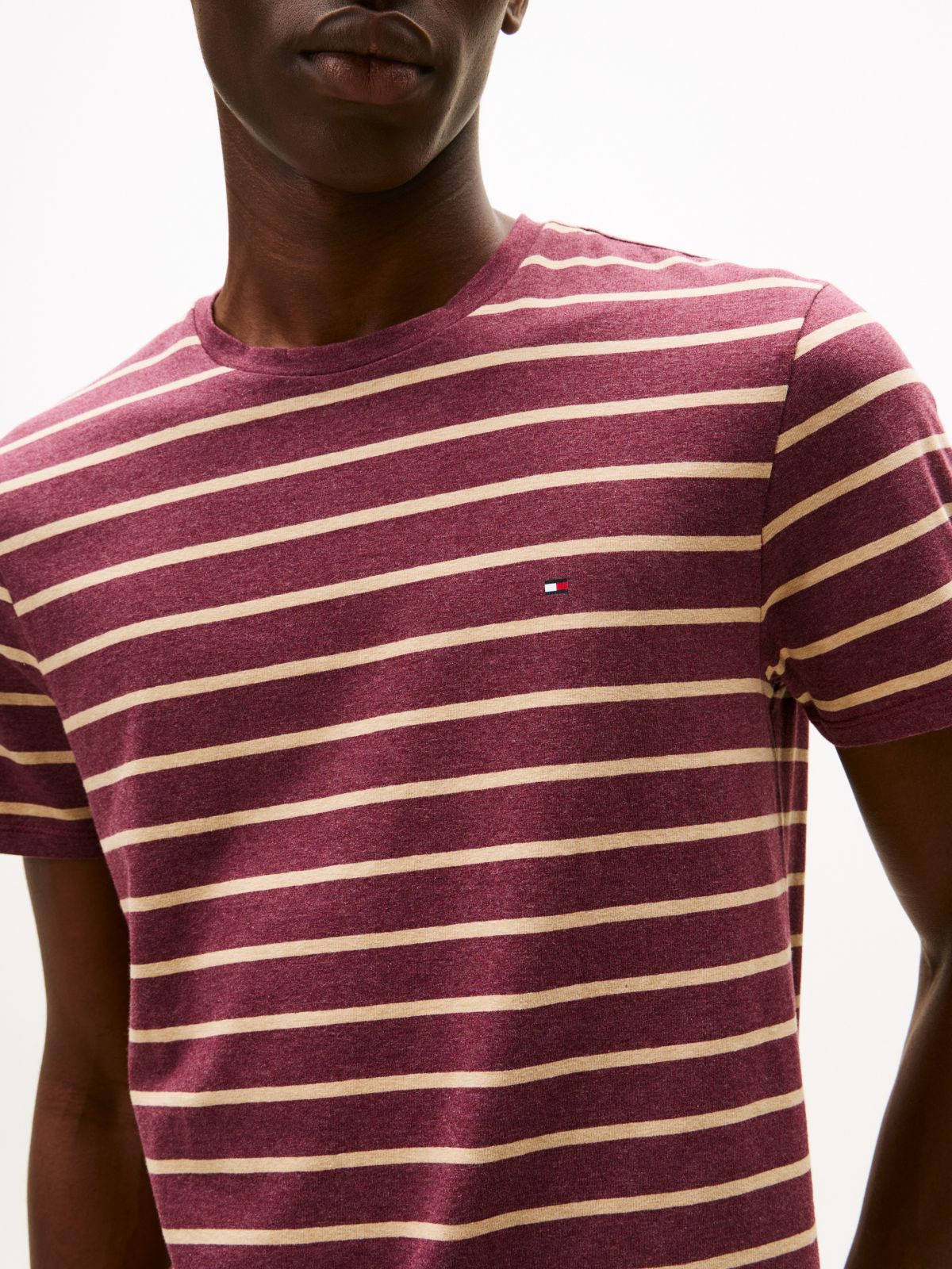 Extra Slim Stripe Stretch-Cotton T-Shirt — Burgundy Heather Stripe