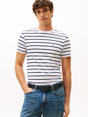 Stripe Stretch-Cotton Extra Slim T-Shirt, Optic White Stripe