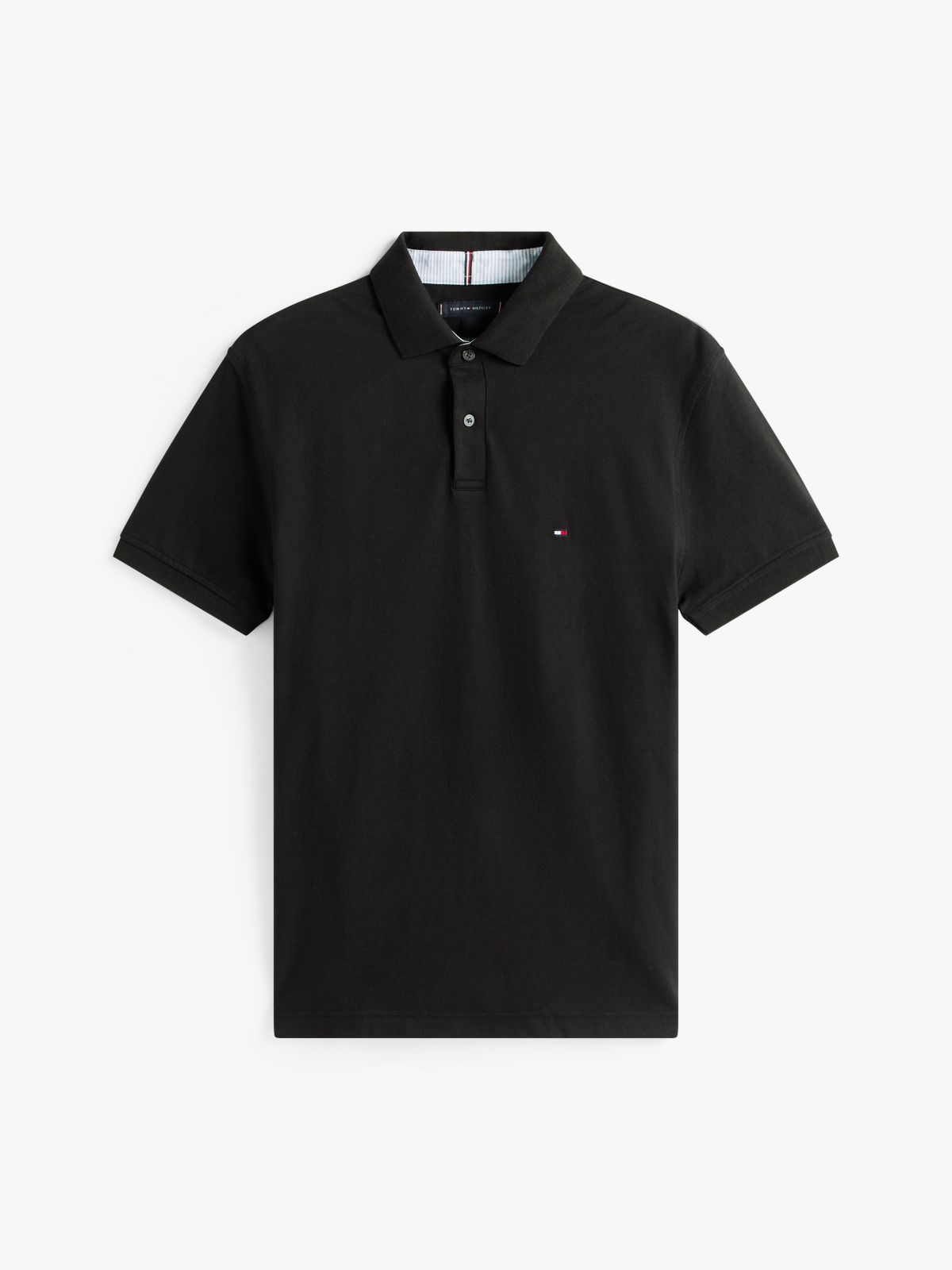 Regular Fit Stretch Pique Tommy Polo — Black
