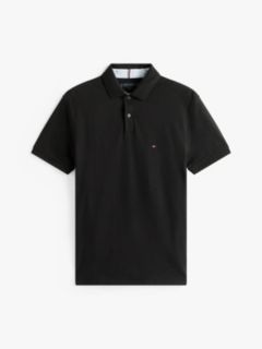 Regular Fit Stretch Pique Tommy Polo — Black 5