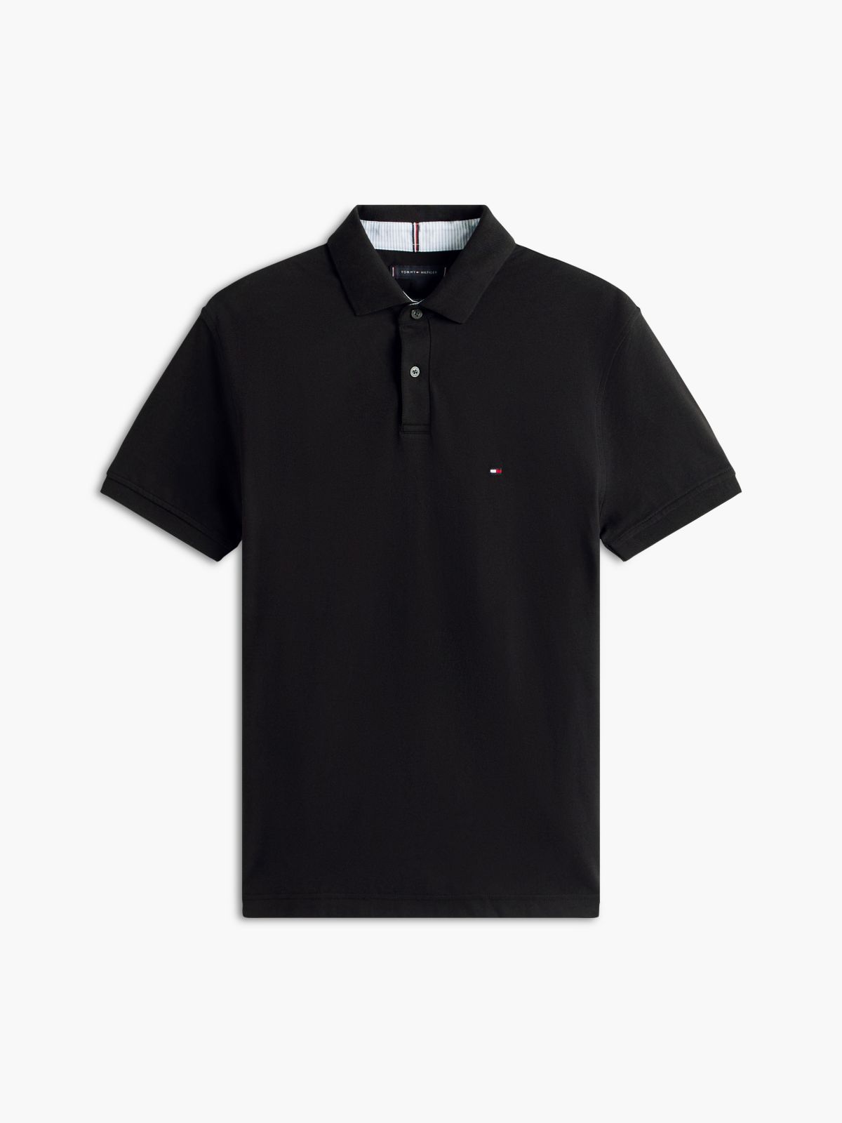 Regular Fit Stretch Pique Tommy Polo — Black