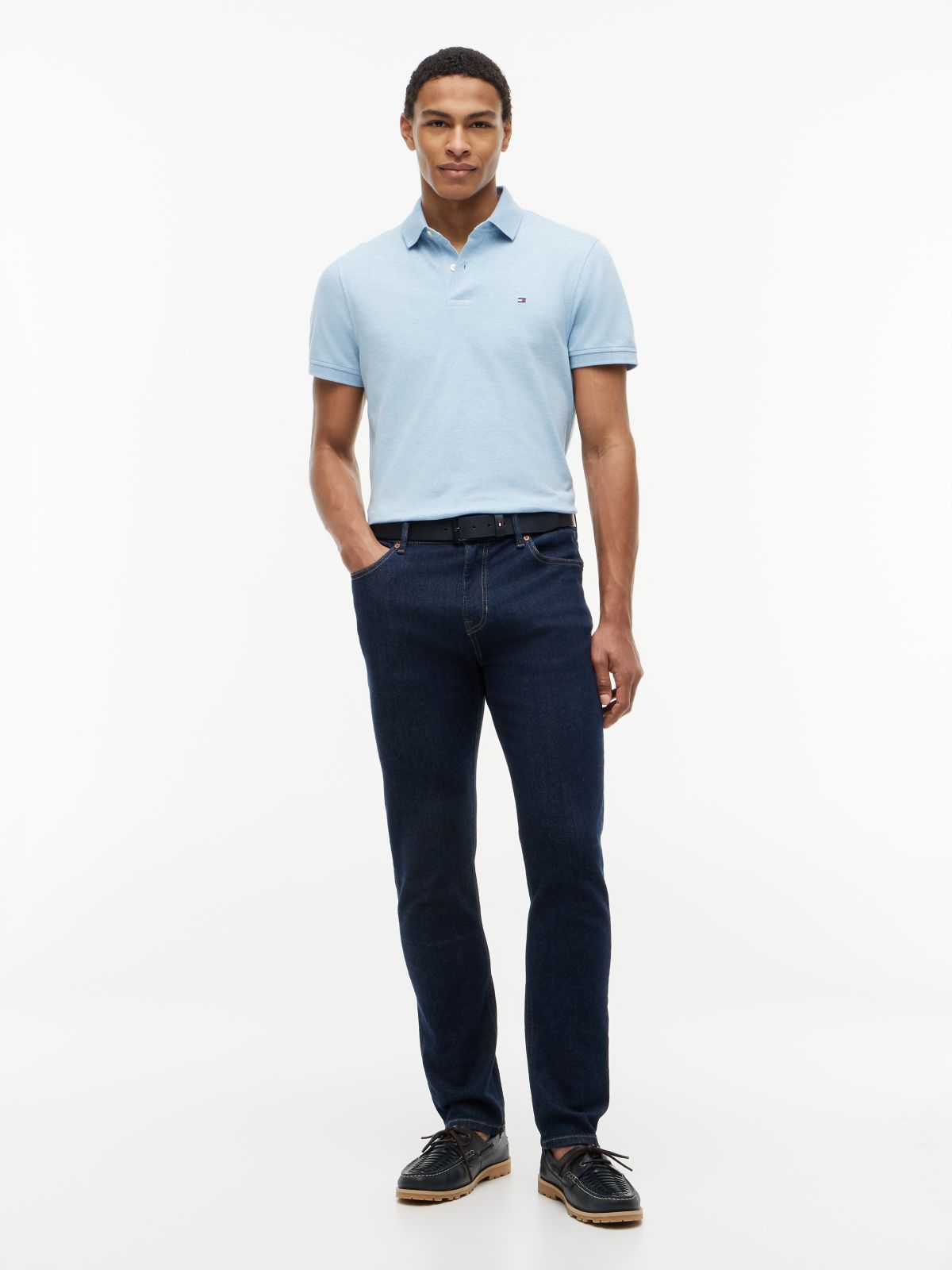 Regular Fit Stretch Pique Tommy Polo — Blue Heather
