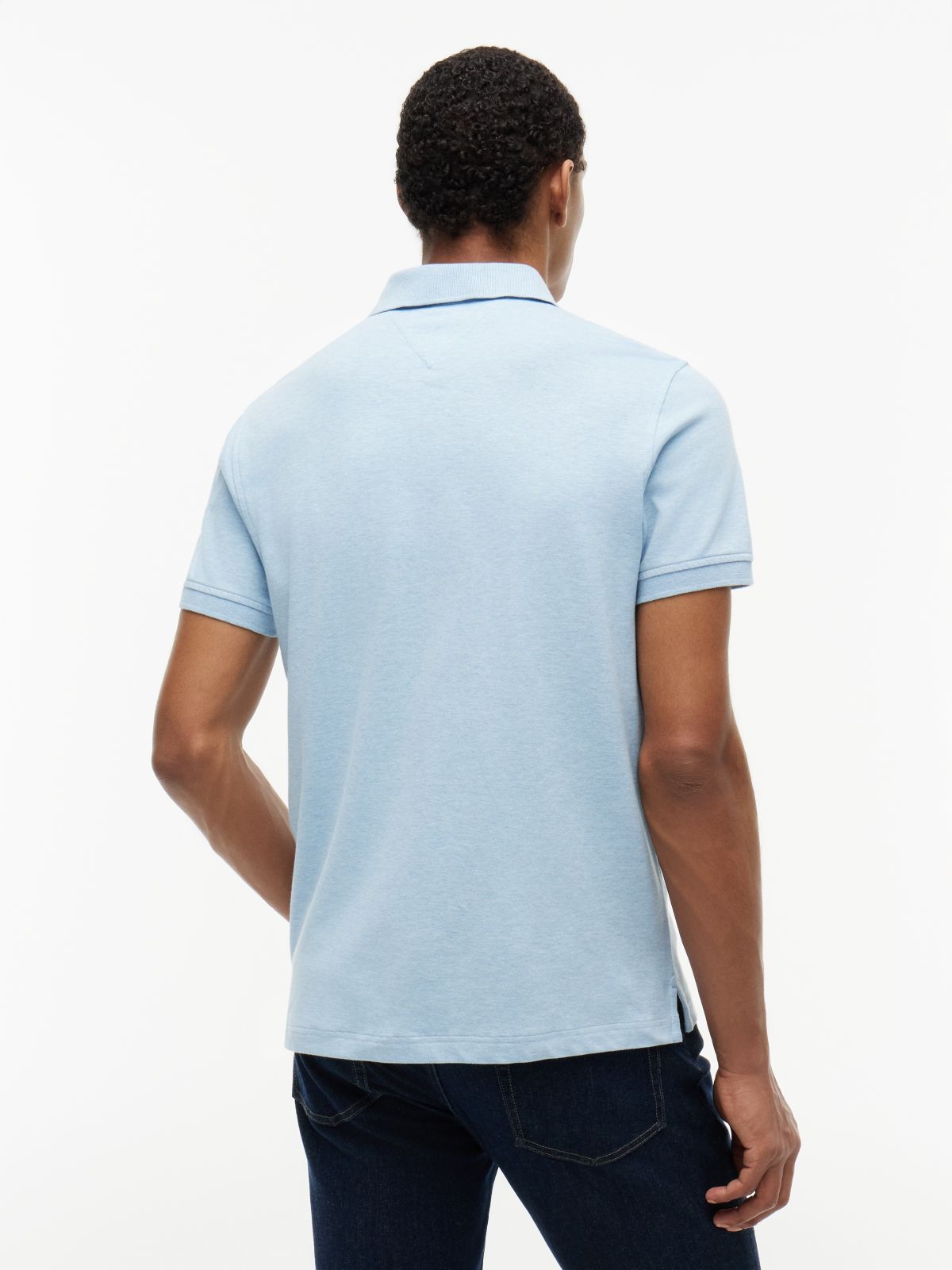 Regular Fit Stretch Pique Tommy Polo — Blue Heather