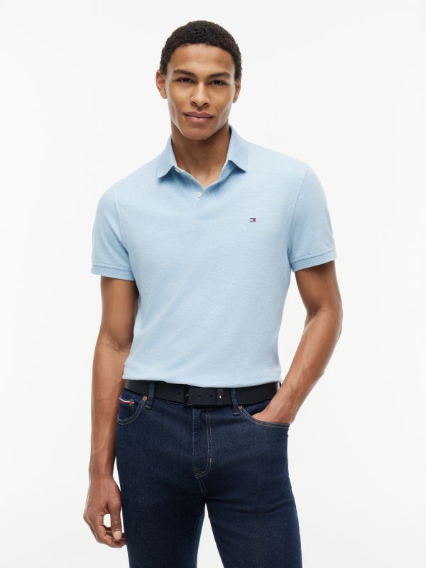 Regular Fit Stretch Pique Tommy Polo — Blue Heather